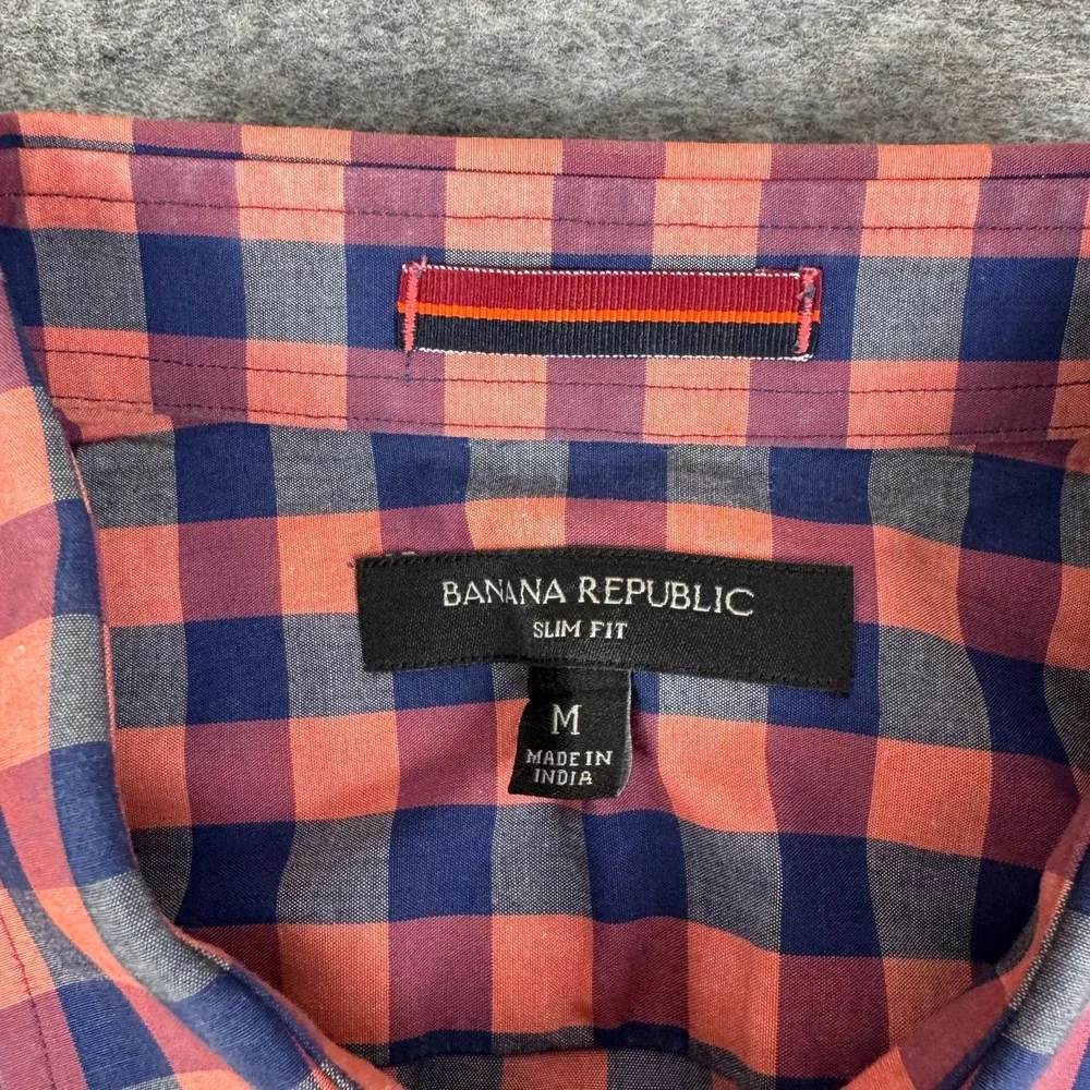 Banana Republic Slim Fit Bold Check Utility Shirt Long Sleeve Mens Medium M